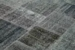 Patchwork Gri Pamuk Üzerine Yün El Dokuma Kilim-245x352 - Görsel 5