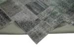 Patchwork Gri Pamuk Üzerine Yün El Dokuma Kilim-245x352 - Görsel 6