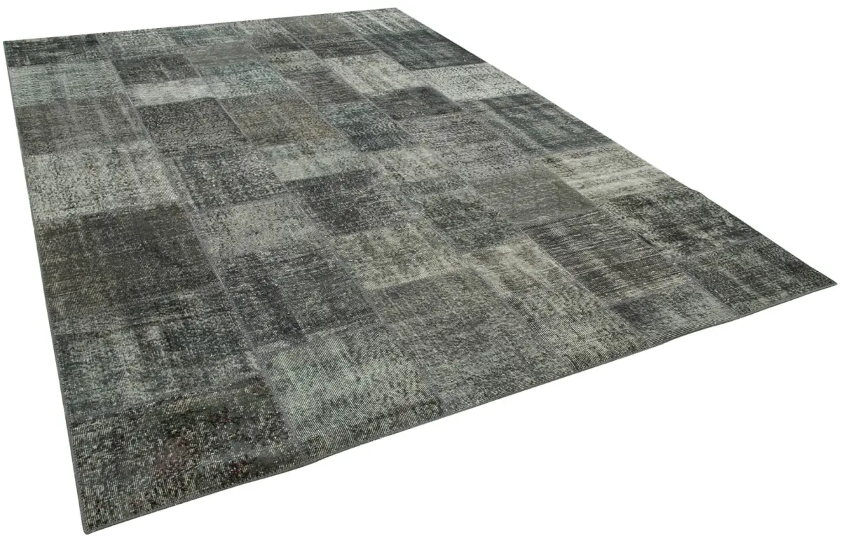 Patchwork Gri Pamuk Üzerine Yün El Dokuma Kilim-248x346 - Görsel 2