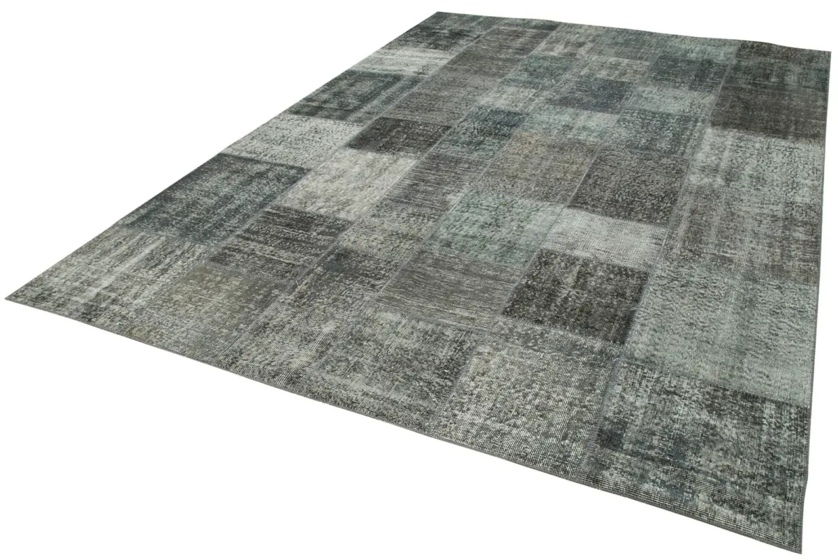 Patchwork Gri Pamuk Üzerine Yün El Dokuma Kilim-248x346 - Görsel 3