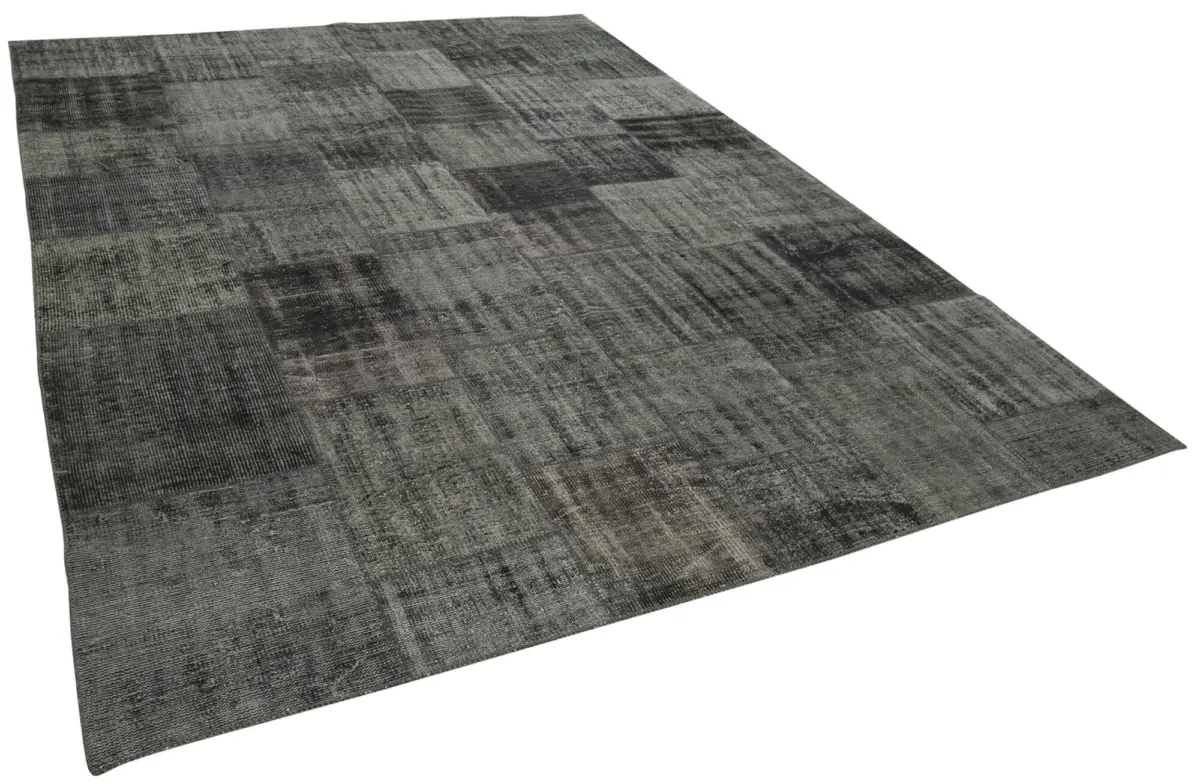 Patchwork Siyah Pamuk Üzerine Yün El Dokuma Kilim-256x353 - Görsel 2