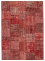 Patchwork Kırmızı Pamuk Üzerine Yün El Dokuma Kilim-251x352