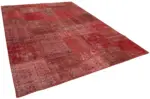 Patchwork Kırmızı Pamuk Üzerine Yün El Dokuma Kilim-251x352 - Görsel 2