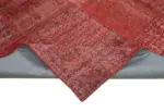 Patchwork Kırmızı Pamuk Üzerine Yün El Dokuma Kilim-251x352 - Görsel 6