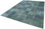 Patchwork Mavi Pamuk Üzerine Yün El Dokuma Kilim-254x353 - Görsel 3