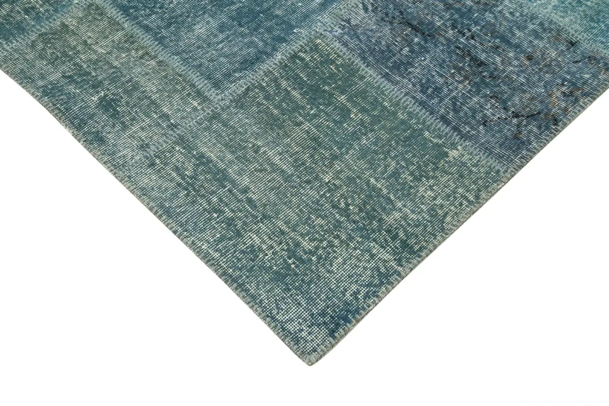 Patchwork Mavi Pamuk Üzerine Yün El Dokuma Kilim-254x353 - Görsel 4
