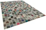 Patchwork Multi Pamuk Üzerine Yün El Dokuma Kilim-254x350 - Görsel 2