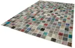 Patchwork Multi Pamuk Üzerine Yün El Dokuma Kilim-254x350 - Görsel 3