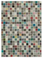 Patchwork Multi Pamuk Üzerine Yün El Dokuma Kilim-248x350