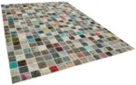 Patchwork Multi Pamuk Üzerine Yün El Dokuma Kilim-248x350 - Görsel 2