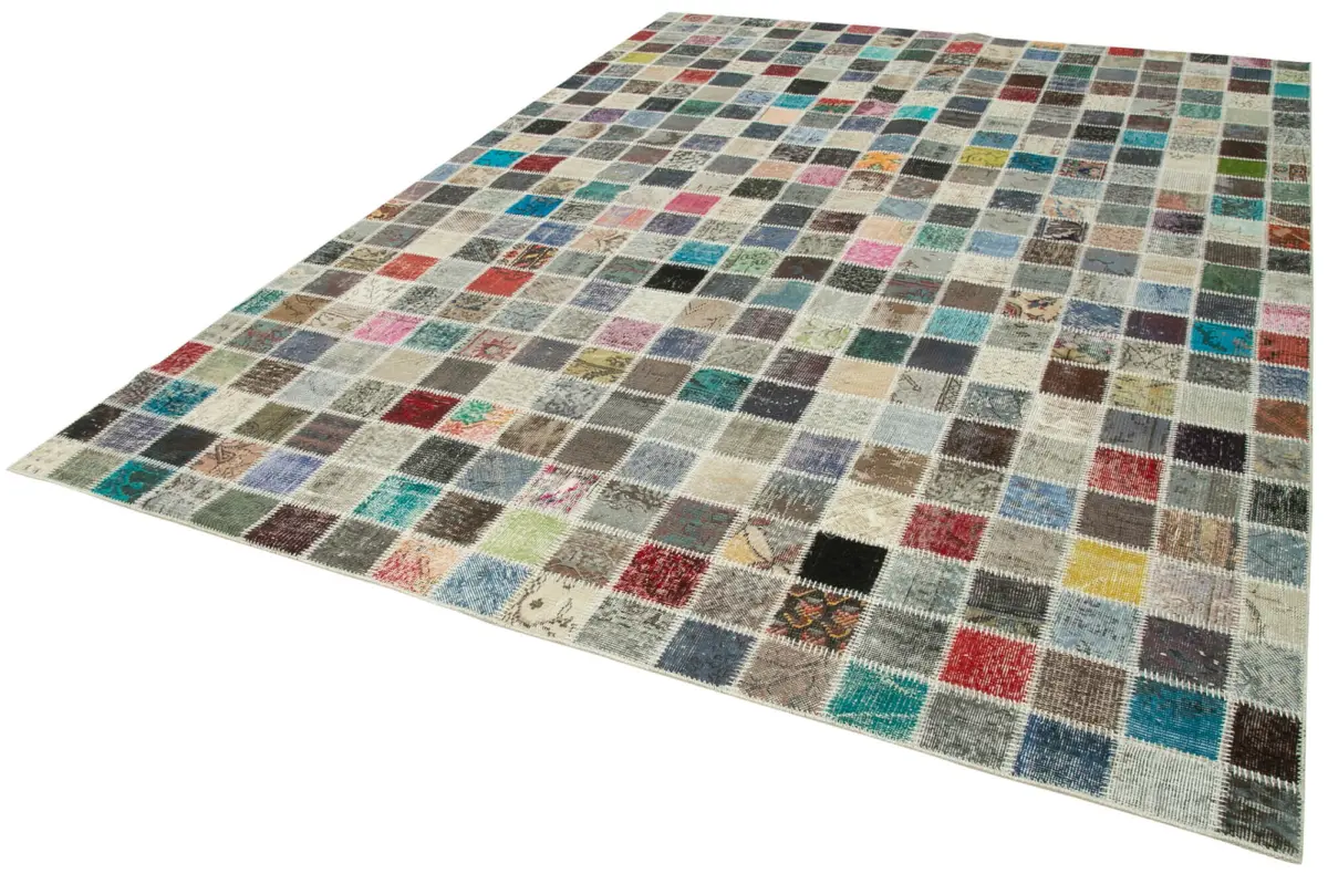 Patchwork Multi Pamuk Üzerine Yün El Dokuma Kilim-248x350 - Görsel 3