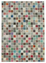 Patchwork Multi Pamuk Üzerine Yün El Dokuma Kilim-255x356