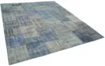 Patchwork Mavi Pamuk Üzerine Yün El Dokuma Kilim-244x298 - Görsel 2