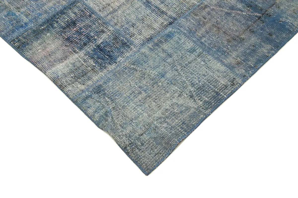 Patchwork Mavi Pamuk Üzerine Yün El Dokuma Kilim-244x298 - Görsel 4