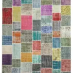 Patchwork Multi Pamuk Üzerine Yün El Dokuma Kilim-250x298