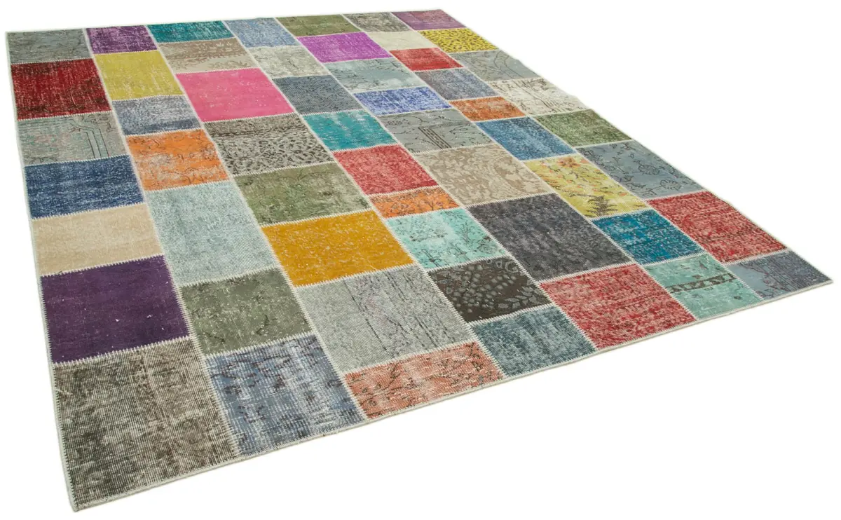 Patchwork Multi Pamuk Üzerine Yün El Dokuma Kilim-250x298 - Görsel 2