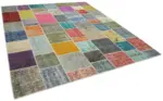 Patchwork Multi Pamuk Üzerine Yün El Dokuma Kilim-250x298 - Görsel 2