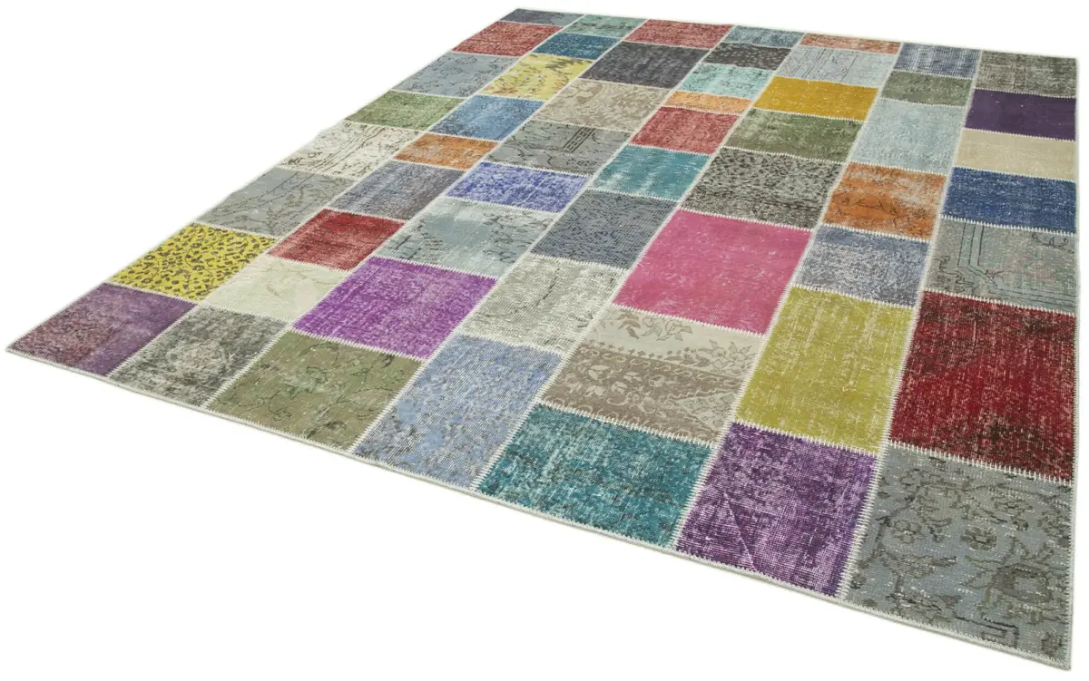 Patchwork Multi Pamuk Üzerine Yün El Dokuma Kilim-250x298 - Görsel 3