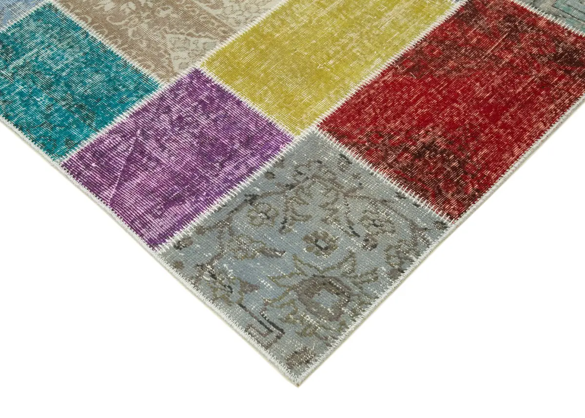 Patchwork Multi Pamuk Üzerine Yün El Dokuma Kilim-250x298 - Görsel 4