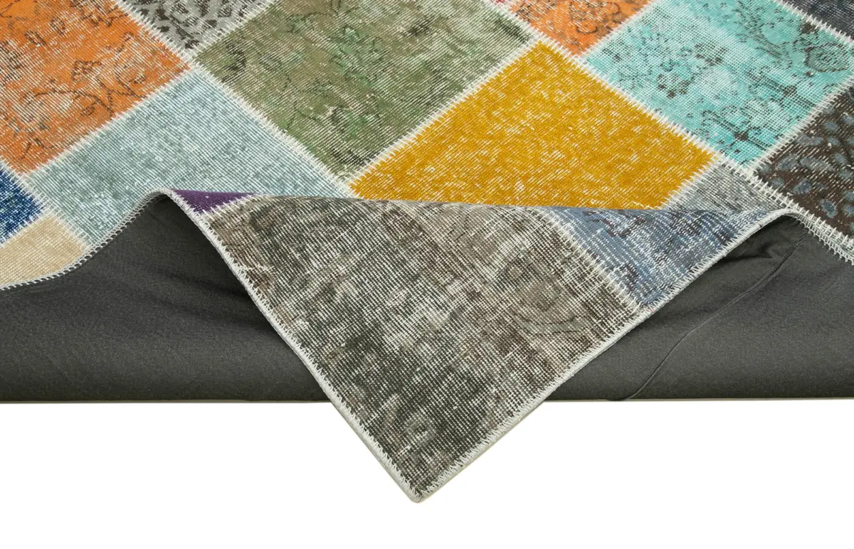 Patchwork Multi Pamuk Üzerine Yün El Dokuma Kilim-250x298 - Görsel 6