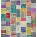 Patchwork Multi Pamuk Üzerine Yün El Dokuma Kilim-249x296