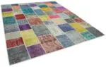 Patchwork Multi Pamuk Üzerine Yün El Dokuma Kilim-249x296 - Görsel 2
