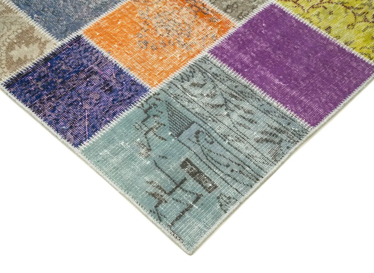 Patchwork Multi Pamuk Üzerine Yün El Dokuma Kilim-249x296 - Görsel 4
