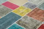 Patchwork Multi Pamuk Üzerine Yün El Dokuma Kilim-249x296 - Görsel 5