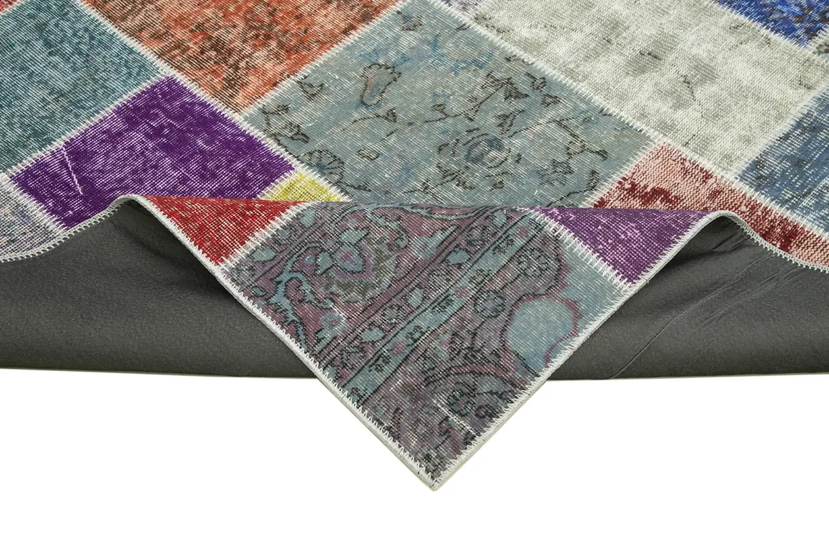 Patchwork Multi Pamuk Üzerine Yün El Dokuma Kilim-249x296 - Görsel 6