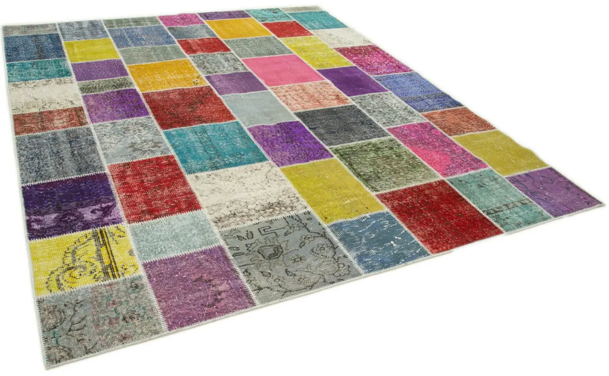 Patchwork Multi Pamuk Üzerine Yün El Dokuma Kilim-250x300 - Görsel 2