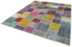 Patchwork Multi Pamuk Üzerine Yün El Dokuma Kilim-250x300 - Görsel 3