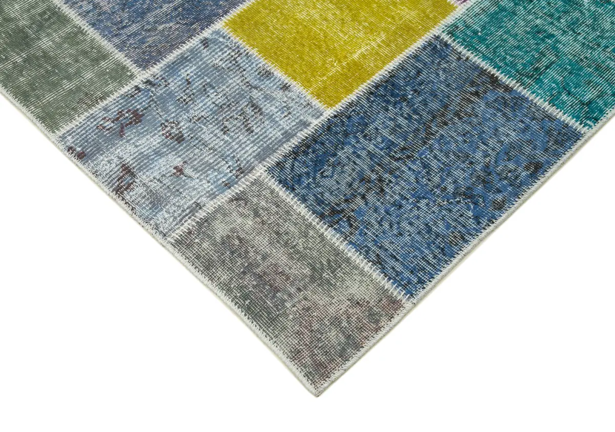 Patchwork Multi Pamuk Üzerine Yün El Dokuma Kilim-250x300 - Görsel 4