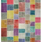 Patchwork Multi Pamuk Üzerine Yün El Dokuma Kilim-251x300