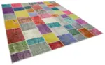 Patchwork Multi Pamuk Üzerine Yün El Dokuma Kilim-251x300 - Görsel 2