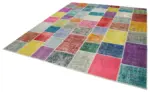 Patchwork Multi Pamuk Üzerine Yün El Dokuma Kilim-251x300 - Görsel 3