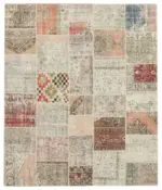 Patchwork Multi Pamuk Üzerine Yün El Dokuma Kilim-251x298
