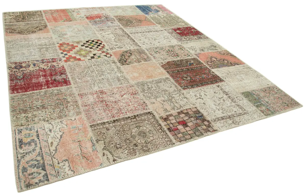 Patchwork Multi Pamuk Üzerine Yün El Dokuma Kilim-251x298 - Görsel 2