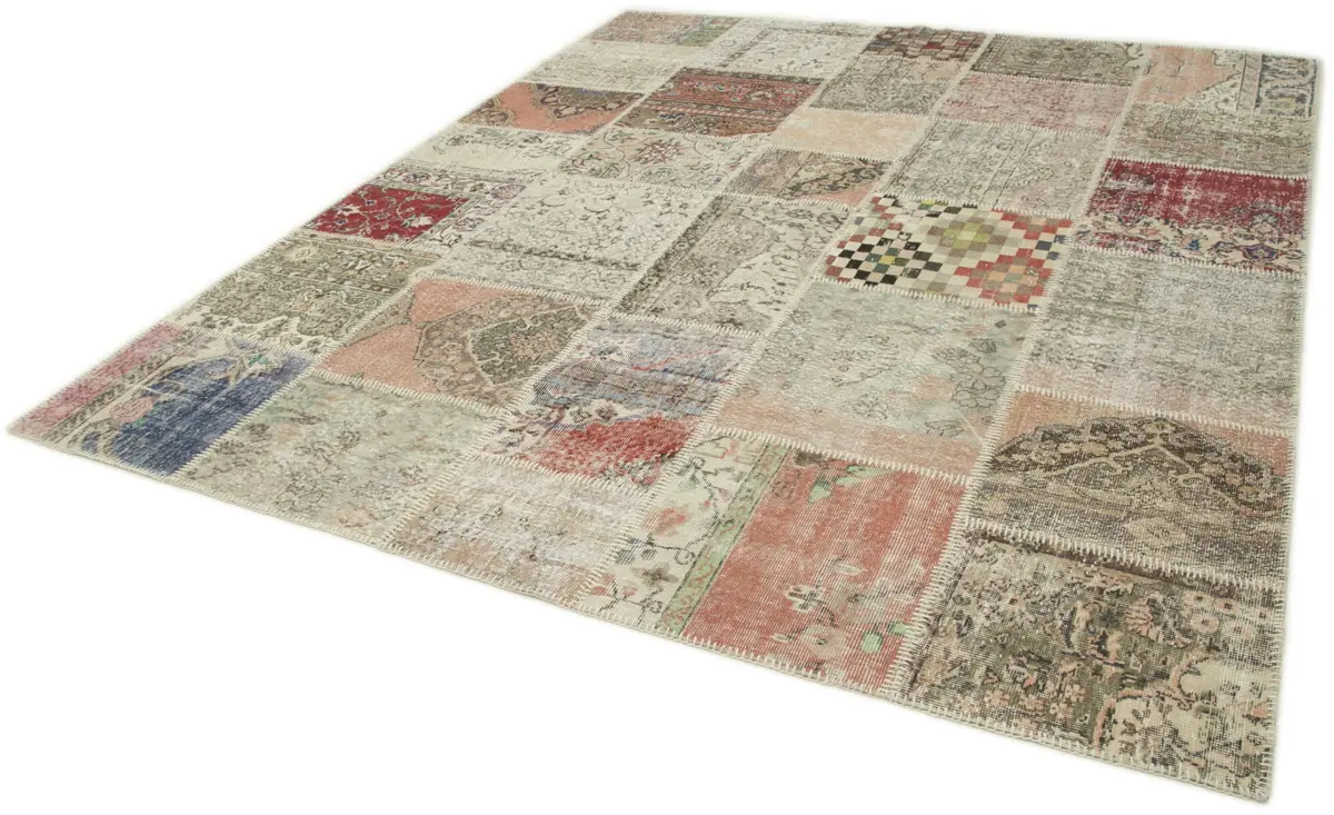 Patchwork Multi Pamuk Üzerine Yün El Dokuma Kilim-251x298 - Görsel 3