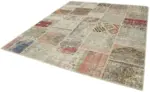 Patchwork Multi Pamuk Üzerine Yün El Dokuma Kilim-251x298 - Görsel 3