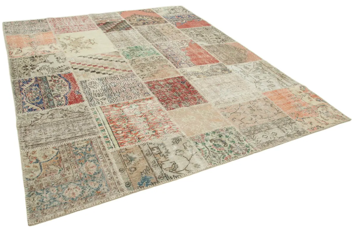 Patchwork Multi Pamuk Üzerine Yün El Dokuma Kilim-248x302 - Görsel 2