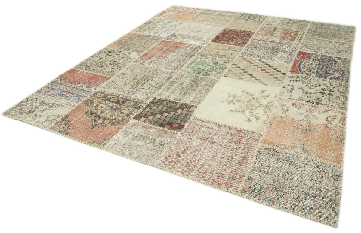 Patchwork Multi Pamuk Üzerine Yün El Dokuma Kilim-248x302 - Görsel 3
