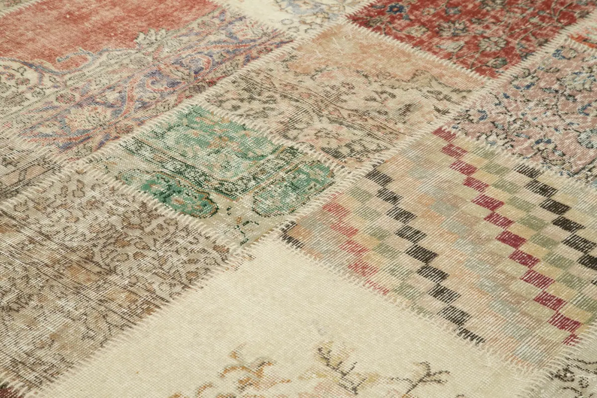 Patchwork Multi Pamuk Üzerine Yün El Dokuma Kilim-248x302 - Görsel 5