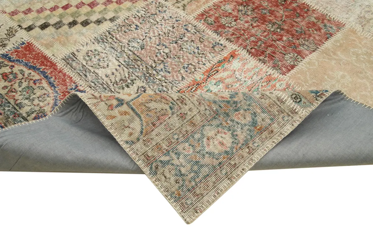 Patchwork Multi Pamuk Üzerine Yün El Dokuma Kilim-248x302 - Görsel 6