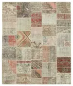 Patchwork Multi Pamuk Üzerine Yün El Dokuma Kilim-250x303