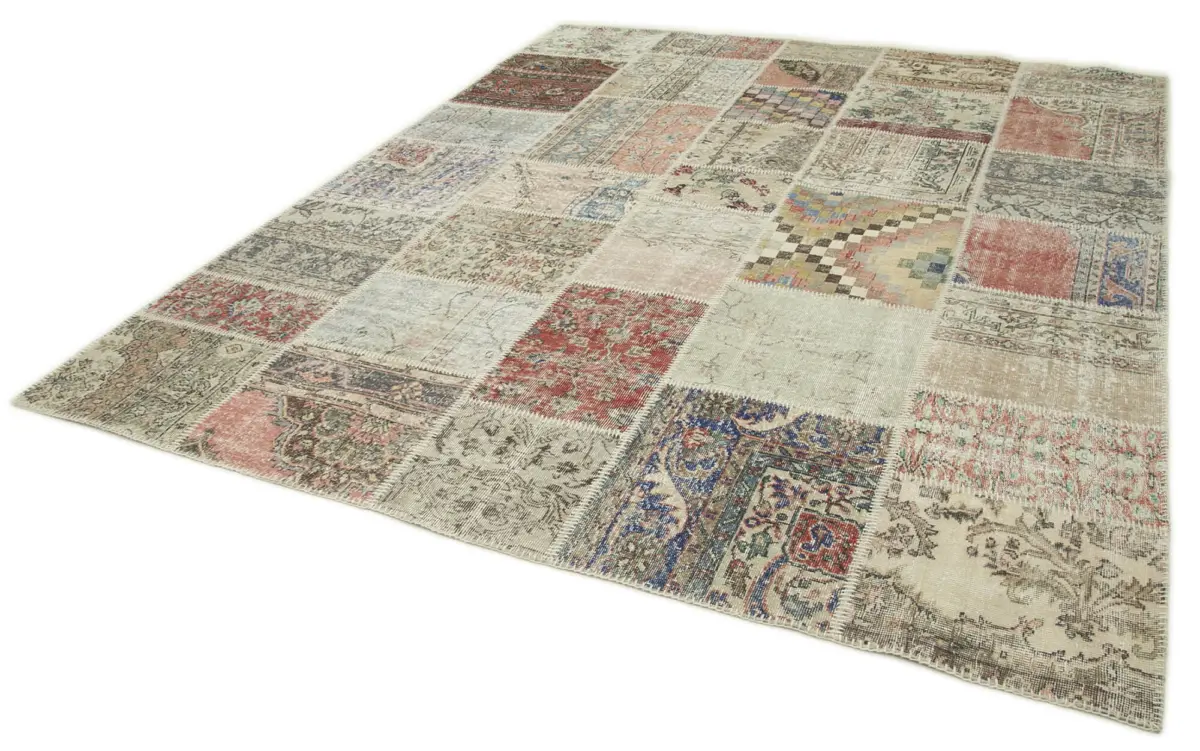 Patchwork Multi Pamuk Üzerine Yün El Dokuma Kilim-250x303 - Görsel 3