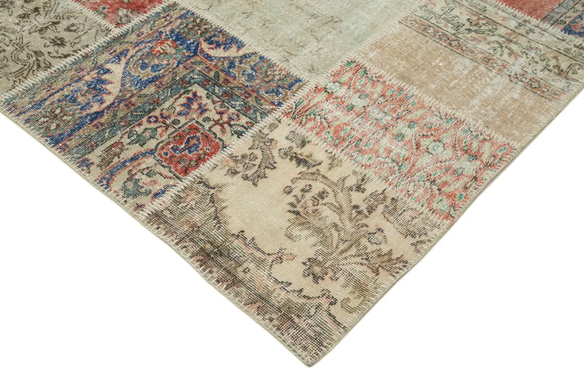Patchwork Multi Pamuk Üzerine Yün El Dokuma Kilim-250x303 - Görsel 4