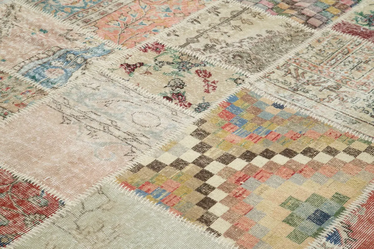 Patchwork Multi Pamuk Üzerine Yün El Dokuma Kilim-250x303 - Görsel 5