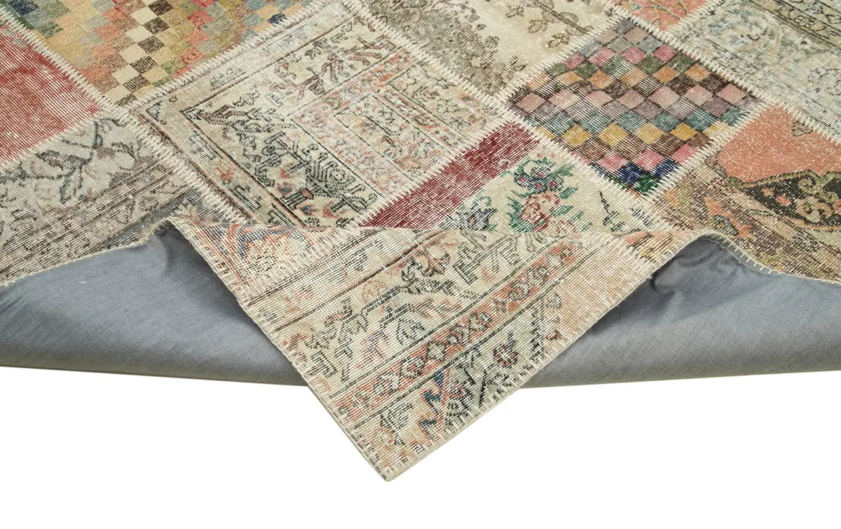 Patchwork Multi Pamuk Üzerine Yün El Dokuma Kilim-250x303 - Görsel 6
