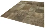 Patchwork Kahverengi Pamuk Üzerine Yün El Dokuma Kilim-238x304 - Görsel 3