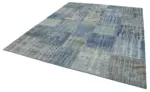 Patchwork Mavi Pamuk Üzerine Yün El Dokuma Kilim-245x295 - Görsel 3